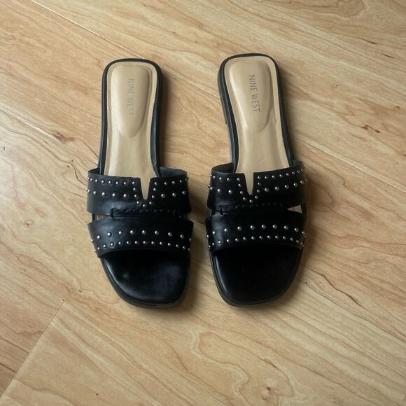 |Nine West| Black Studded Slide Sandals Like New! - Picture 2 of 7